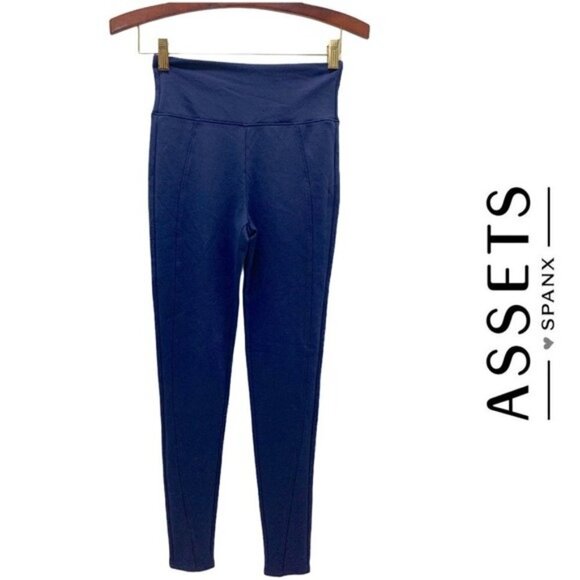 Assets by Spanx NEW Navy Ponte Front Seam Leggings - Picture 1 of 7